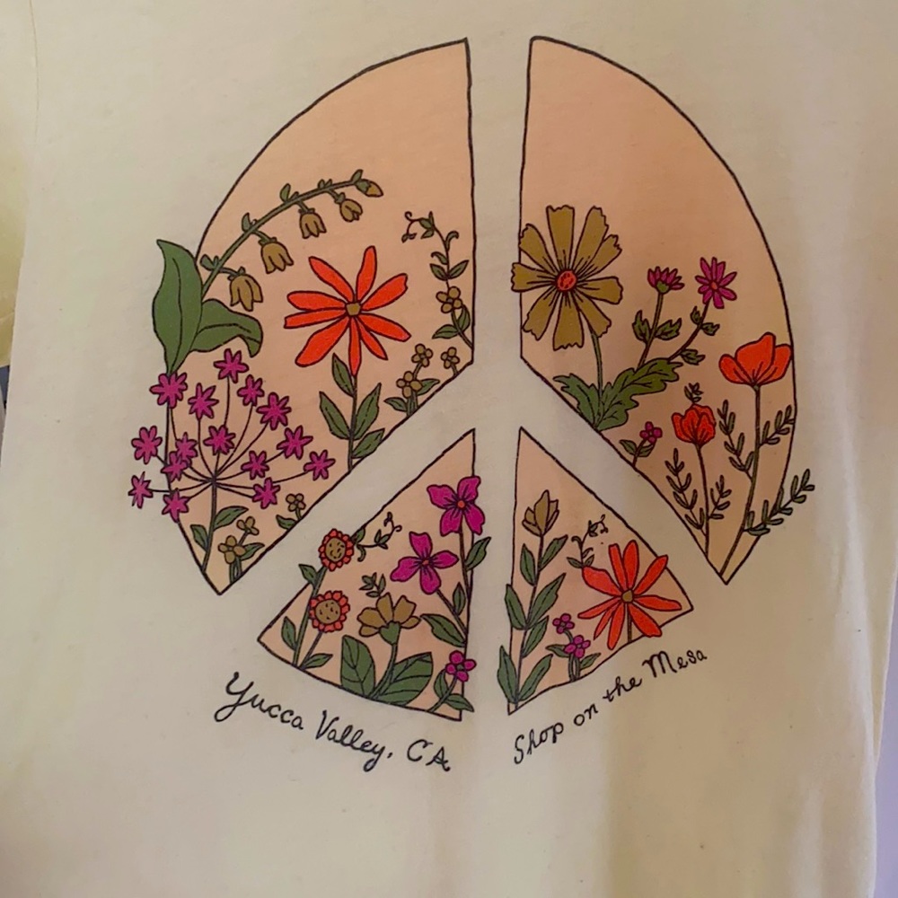 🌼 RARE Vintage Tee Floral Peace Sign Yellow Desert Superbloom Mesa Sz S - Picture 2 of 5